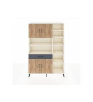 Arges Dolap 10 Raflı Tek Çekmeceli 4 Kapaklı 132x30x195 Aytaşı-Çam/Antrasit