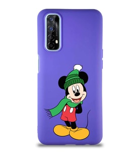 Realme 7 Soft Premier Kapak Mickey Mouse-G Tasarımlı Silikon Kılıf - Mor (Şeffaf)