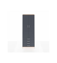 Arges Dolap 2 Raflı 4 Çekmeceli Tek Askılı 88x30x243 Çam-Antrasit