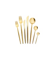Jüpiter 84 Parça 12 Kişilik Premium Kutulu Çatal Kaşık Bıçak Takımı Matte Gold