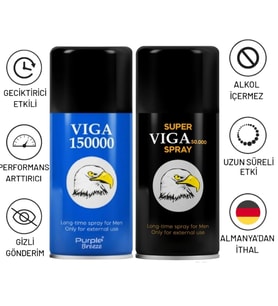 VİGA 150000 GECİKTİRİCİ SPEY + VİGA 50000 GECİKTİRİCİ SPREY - 2 ADET PREMİUM SPREY - YÜKSEK KALİTE 150 KULLANIM GECİKTİRİCİ SPREY