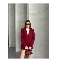 Kadın Bordo Basic Blazer Ceket