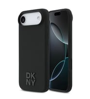 Apple iPhone 17 Air Uyumlu Kılıf DKNY Orjinal Lisanslı M-safe Şarj Özellikli Metal Logolu Silikon Kapak (Siyah)
