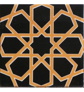 Armada Çini 20x20 Cm SP 89-v Sarı Siyah Türkmen Yıldızı Çini Karo