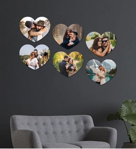 Kişiye Özel 6 Fotoğraflı Kalp Mdf Tablo