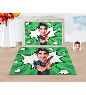 BK Gift Kişiye Özel Erkek Kuaför Karikatürlü 1000 Parça Profesyonel Puzzle-1