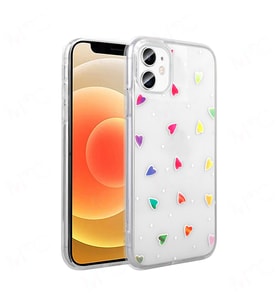 Apple iPhone 11 Uyumlu Kılıf Şeffaf Figürlü Zore Folk Sert Kapak (Kırmızı)