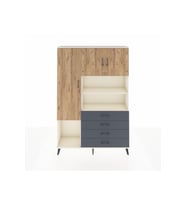 Arges Dolap 7 Raflı 4 Çekmeceli 3 Kapaklı 132x30x195 Aytaşı-Çam/Antrasit
