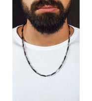 Kolye Çelik Zincir Jesus Yazılı Model Siyah Gümüş  316L 3mm MBJKO-0290 (Karışık)