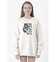 Mr Beast Half Face Beyaz Kadın 2ip Sweatshirt
