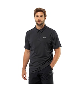 Jack Wolfskin Delgami Polo Erkek Outdoor Tişört Siyah