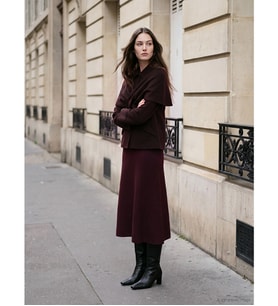 LCW Modest Bordo Beli Lastikli A Kesim Triko Etek