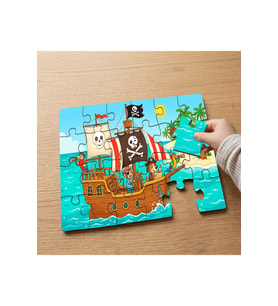 Korsan Gemisinde Mutlu Hayvanlar Tasarımlı 24 Parça Ahşap Çocuk Puzzle