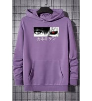 Unisex Ken Kaneki Baskılı Kapüşonlu Sweatshirt (Lila)