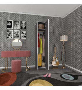 Kenzlife gardırop öğrenci dolabı tek kapılı kasımpatı gri 180*35*42 gri gardolap dolap ofis (Karışık)