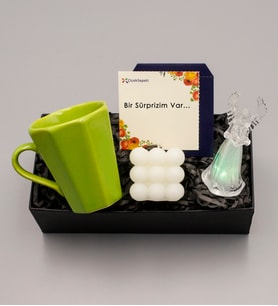 Yeşil Kupa & Bubble Mum & Işıklı Melek Biblo