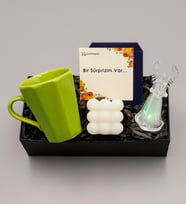 Yeşil Kupa & Bubble Mum & Işıklı Melek Biblo