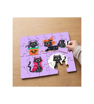 Halloween Kedileri Kolajı Tasarımlı 24 Parça Ahşap Çocuk Puzzle MPK0689