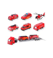 10 Parça Araç Taşıyan Tır Seti - Die Cast - DS047 - İtfaiye