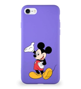 Apple iPhone 8 Soft Premier Kapak Mickey Mouse-C Tasarımlı Silikon Kılıf - Mor (Şeffaf)