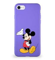 Apple iPhone 8 Soft Premier Kapak Mickey Mouse-C Tasarımlı Silikon Kılıf - Mor (Şeffaf)