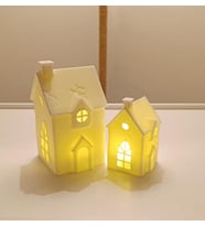 Kış Evleri Mumluk Noel Yılbaşı Süsü Dekoratif Biblo Tealight Ev Mumluk Seti Mumlar Dahildir