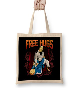 Free Hugs BJJ Jiu Jitsu Pun Awesome Martial Arts Bez Çanta Uzun Saplı