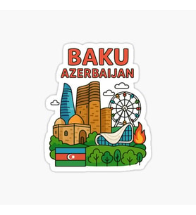 I Love Baku Azerbaycan Araba Oto Sticker Etiket 19CM