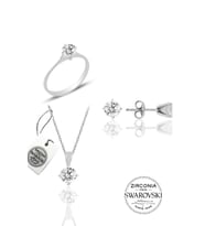 Gümüş Swarovski tek taş modeli üçlü set