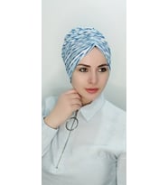 Kadın Tesettür Simli Büzgülü Trend Bone Su Mavisi
