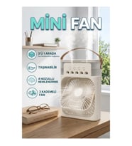 3'ü 1 Arada Mini Klima Fanı – 500 ml Nemlendirici, Soğutucu ve 7 Renk LED