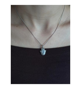 Silver Vintage Taşlı Kolye Kadın Çelik (Gümüş)