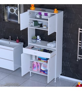 Modilayn ARDA Banyo Dolabı 80x173x32,5cm 1 çekmece 4 kapak ve 5 raflı İhtiyaca uygun kolay kurulum