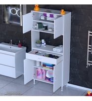 Modilayn ARDA Banyo Dolabı 80x173x32,5cm 1 çekmece 4 kapak ve 5 raflı İhtiyaca uygun kolay kurulum