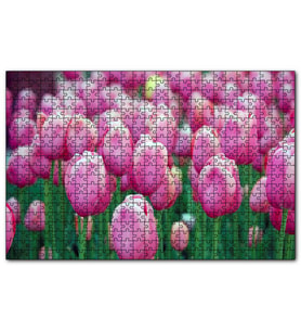 Cakapuzzle Bahçede Pembe Laleler Puzzle Yapboz MDF (Ahşap) (120 Parça)