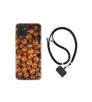 Samsung Galaxy A03 Kılıf Ipli Boyun Askılı Desenli Silikon Gold Emoji 1877