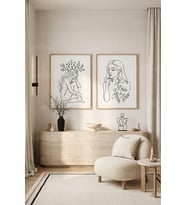 Minimalist Doğal Çizgiler 2'li Ahşap Çerçeveli Tablo Seti