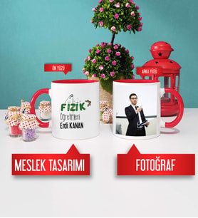 Fizik Öğretmenine Hediye Fizik Öğretmeni Kupa Bardak Kırmızı Fotoğraflı