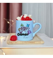 Gamer ( Oyuncu ) Tasarımlı Kişiye Özel Mavi Türk Kahvesi Fincanı
