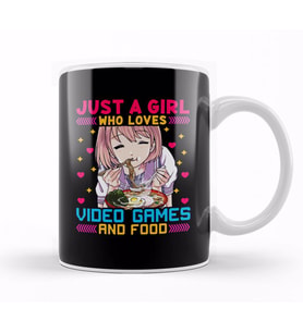 Cute Just A Girl Who Loves Video Games And Food Kupa Bardak Porselen
