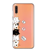 Samsung Galaxy A70 Uyumlu Kedi Karakterler Tasarımlı Şeffaf Telefon Kılıfı