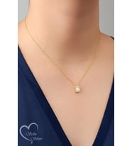 TEK TAŞ BAGET KOLYE GOLD,GÜMÜŞ VE ROSE RENK 925 AYAR GÜMÜŞ KOLYE (Gold)