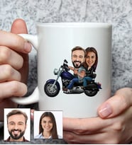 Kişiye Özel Motorcu Sevgili Tasarımlı Karikatürlü Kupa Bardak