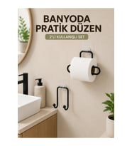Yapışkanlı Tuvalet Kağıdı Tutucu ve Havlu Askısı 2’li Set