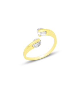Gümüş altın yaldızlı  zirkon taşlı üstten ayarlamalı yüzük SGTL11815GOLD (Rose)