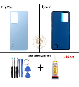 Xiaomi Redmi Note 12 Pro 5G Mavi Arka Pil Kapağı Batarya Kapağı + Yapıştırıcı ve Vida Seti