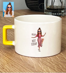 Kişiye Özel Karikatürlü Not Today Motivasyon Lüks Fincan Doğum Günü Hediyesi