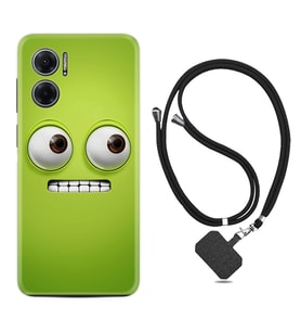 Xiaomi Redmi Note 11E Kılıf Resimli Boyun Askılı İpli Desenli Silikon Series Green 1832