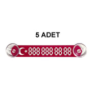 Kırmızı-Beyaz Ay Yıldız Araç Park Telefon Numaratörü -5 ADET- Tel No Gösterici Numaratik YDNMR511