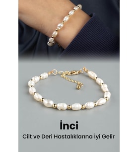 İnci Doğal Taş Arpa Kesim Zincir Kapamalı Bileklik